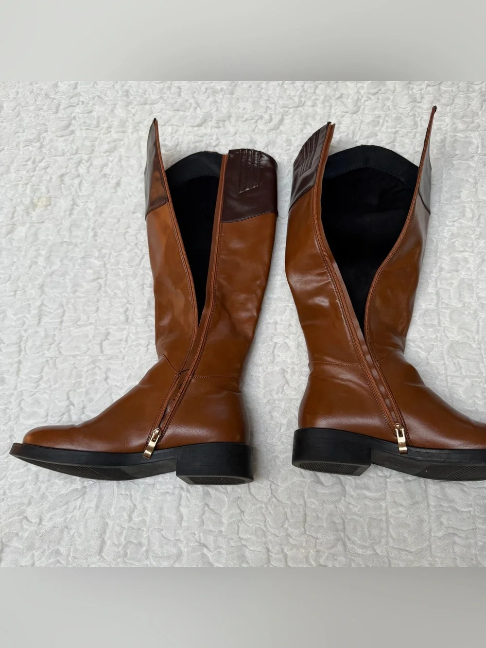 Torgēis Desiree Tall Riding Boots Brown Two Tone Buckle Size 8